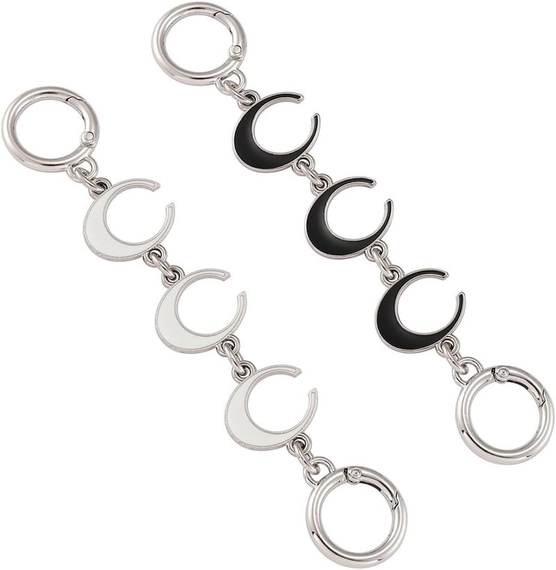 Anbys Store Silver Purse Extender Chain Bag Extender Chain Purse Strap Extender Bag Chain Charms(Moon White/Black) - Image 1